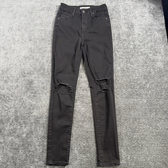 Levi's Denim - Levi's 721 High Rise Skinny Jeans Women's Size 26 Black Distressed Stretch‎
